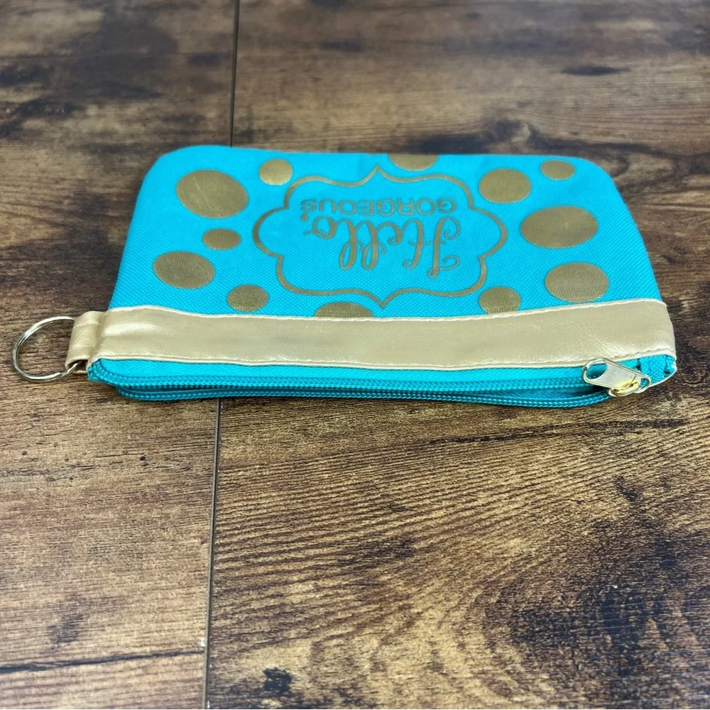 Hello Gorgeous Turquoise & Gold Makeup Bag